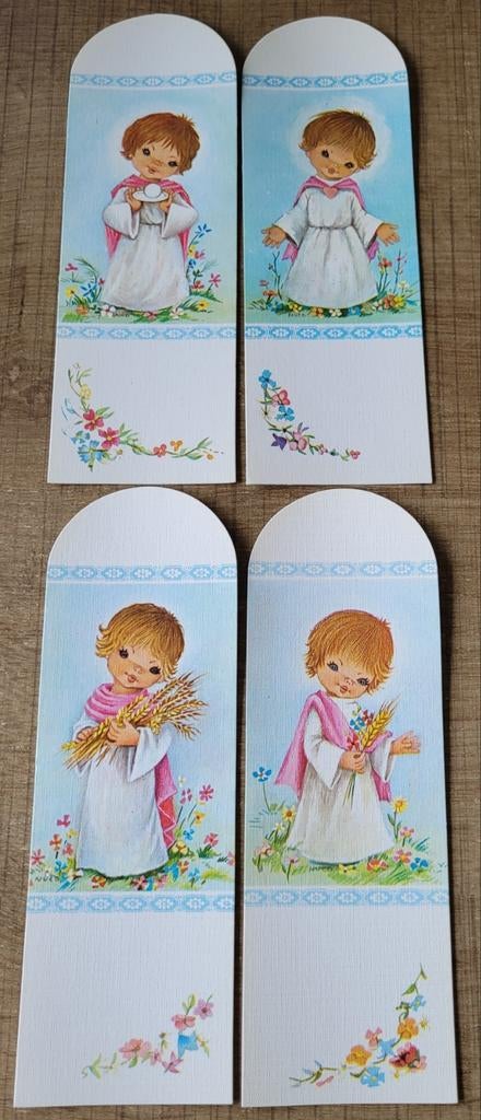 4 oude communiekaartjes, Verzamelen, Ophalen of Verzenden, Zo goed als nieuw, Kind, Prent