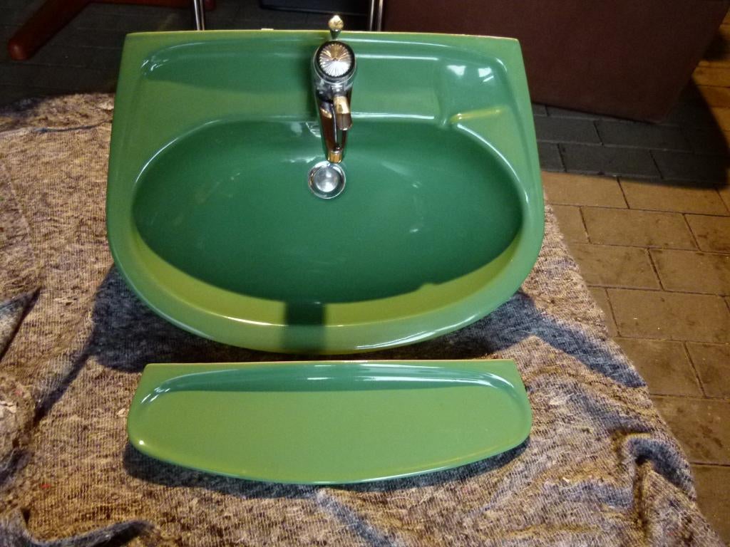 vintage wastafel lavabo 70er jaren + aflegbord, Ophalen, Huis en Inrichting