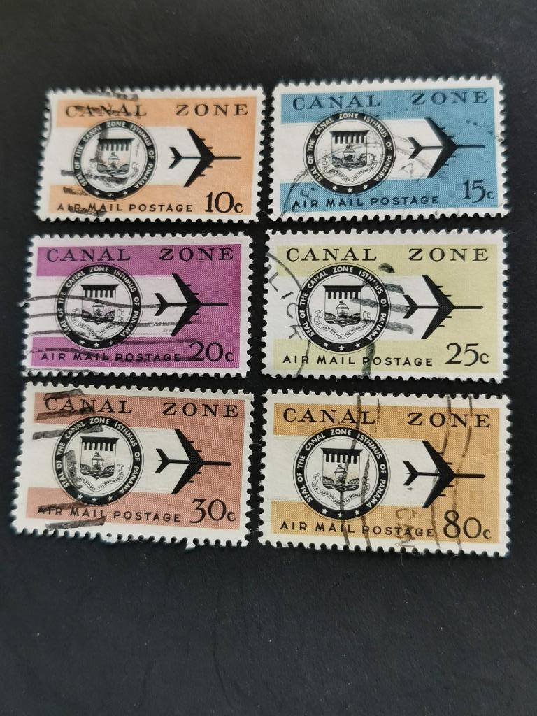 Panama Canal Zone 1965 - luchtpost, vliegtuig, wapenschild, Postzegels en Munten, Ophalen of Verzenden, Gestempeld, Midden-Amerika