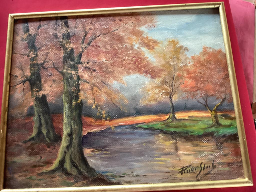 Landschap schilderij, Ophalen of Verzenden, Gebruikt, Schilderij