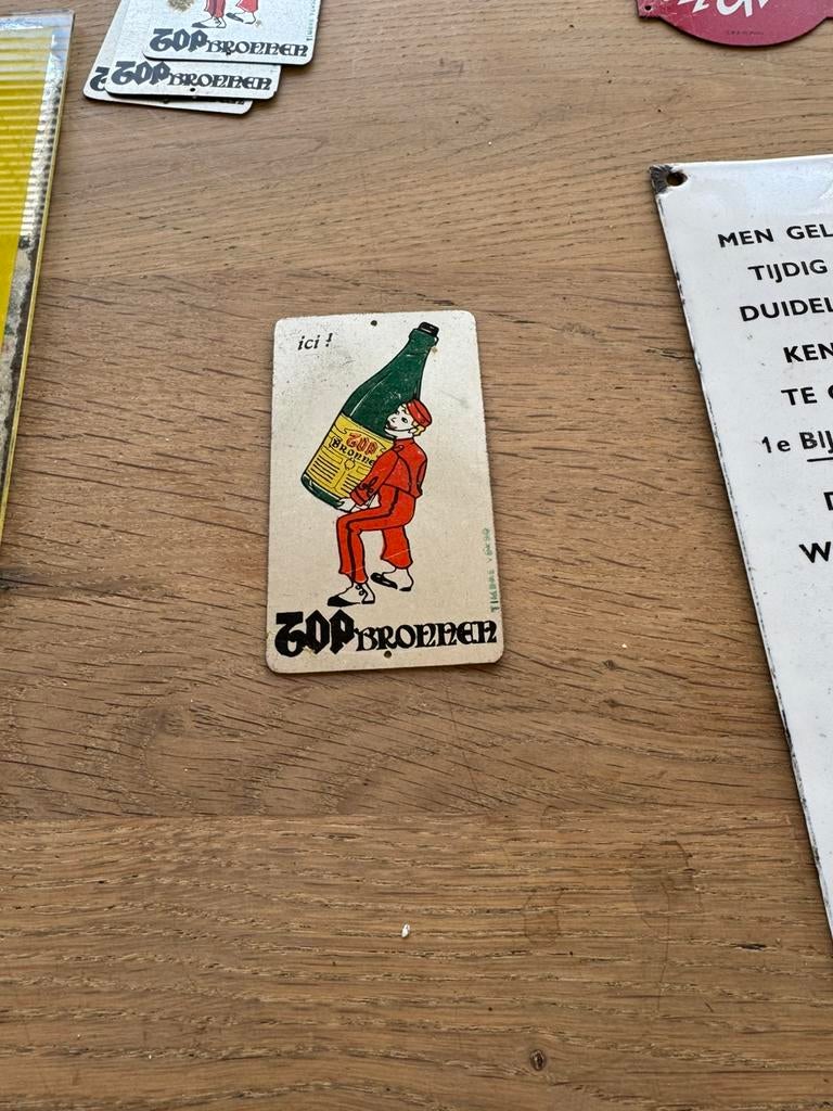 Oud Top Bronnen reclame bordje, Ophalen of Verzenden, Gebruikt, Reclamebord