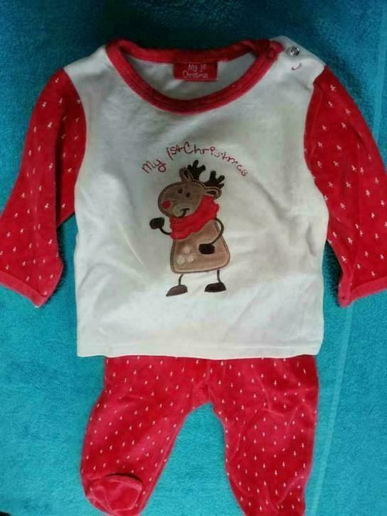 pyjama broekje met voetjes, My first christmas, maat 80, Ophalen of Verzenden, Gebruikt, Jongetje of Meisje, Broekje