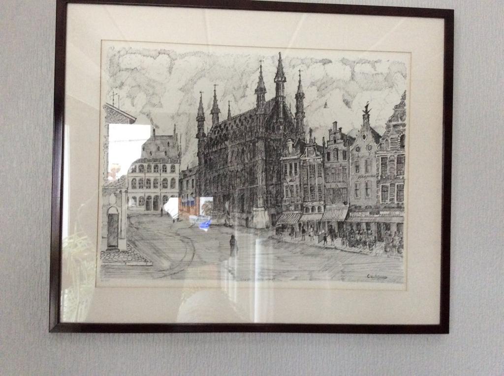 Pentekening Grote markt Leuven, Ophalen of Verzenden
