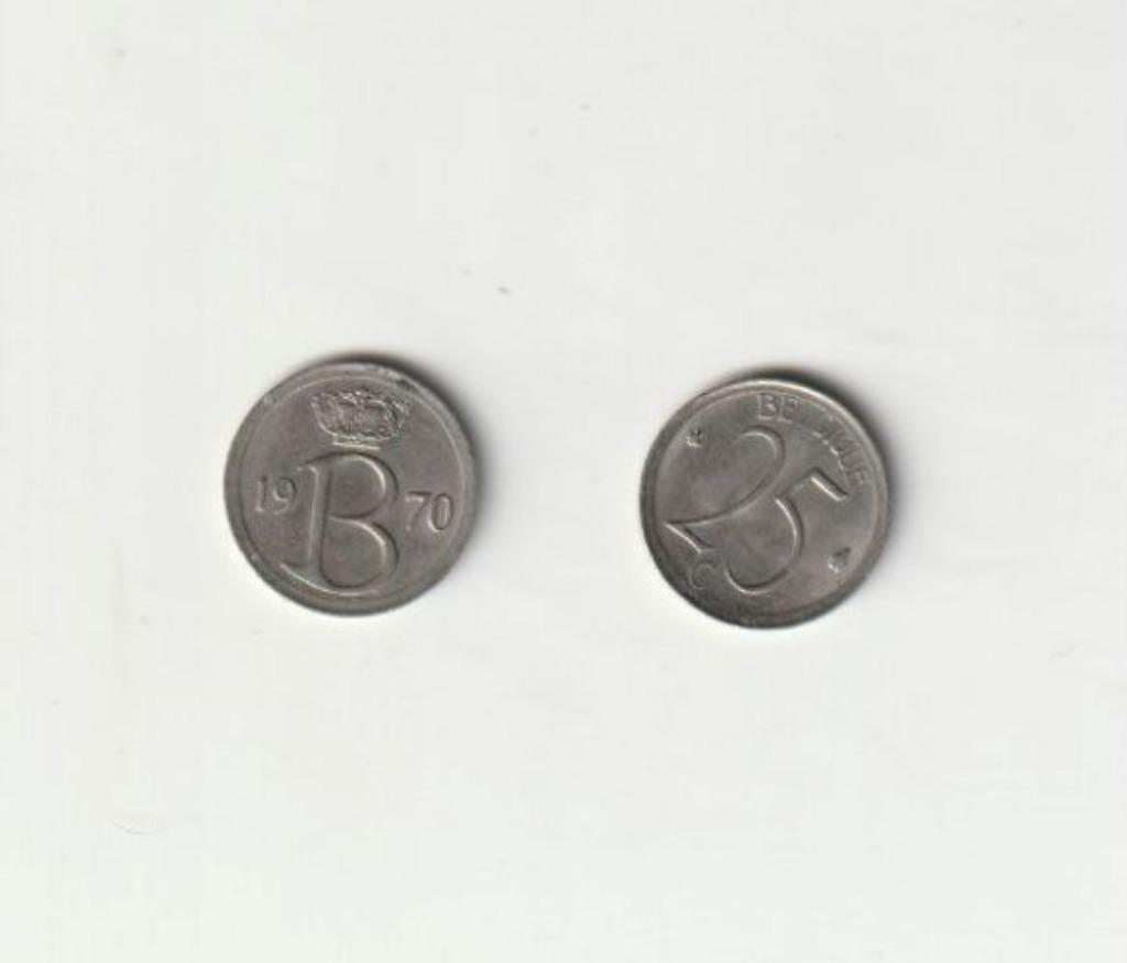 BELGIE BELGIUM  BOUDEWIJN 25 C 1970 FR, Ophalen of Verzenden, Metaal, Losse munt