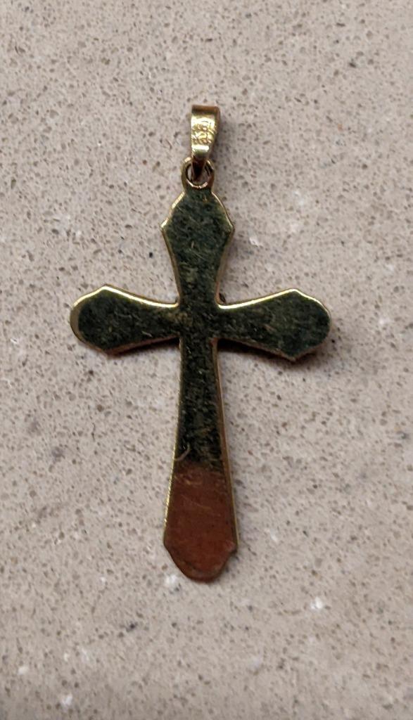 Kruisje verguld, plaqué or, Ophalen of Verzenden, Zo goed als nieuw, Sieraad, Christendom | Katholiek