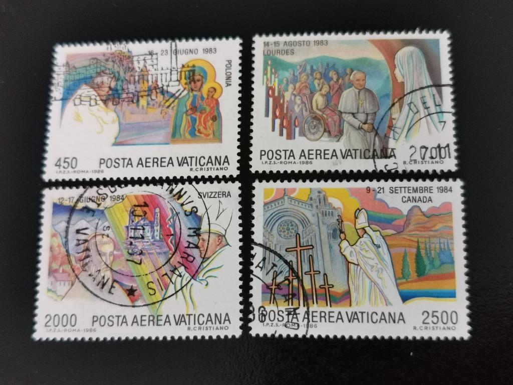 Cité du Vatican 1986 - voyages du pape Jean-Paul II, Timbres & Monnaies, Enlèvement ou Envoi, Affranchi