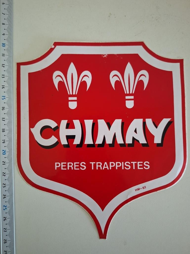 Oude grote sticker brouwerij Chimay 1982, Verzamelen, Biermerken, Ophalen of Verzenden, Zo goed als nieuw