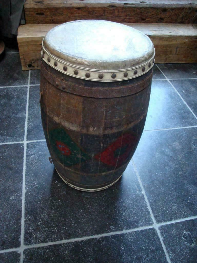 Heel oude houten trom trommel ASBA A.S.B.A. France, Antiek en Kunst, Ophalen of Verzenden