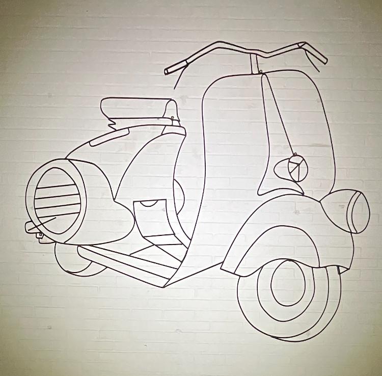 Metalen Vespa sierstuk, Motoren, Ophalen, Gebruikt