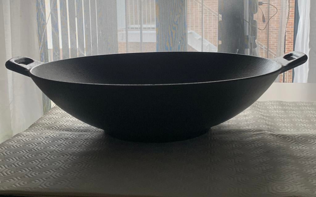 Poêle à wok en fonte d 36 cm de profondeur 16 cm, Enlèvement ou Envoi, Comme neuf, Plaque céramique, Fonte