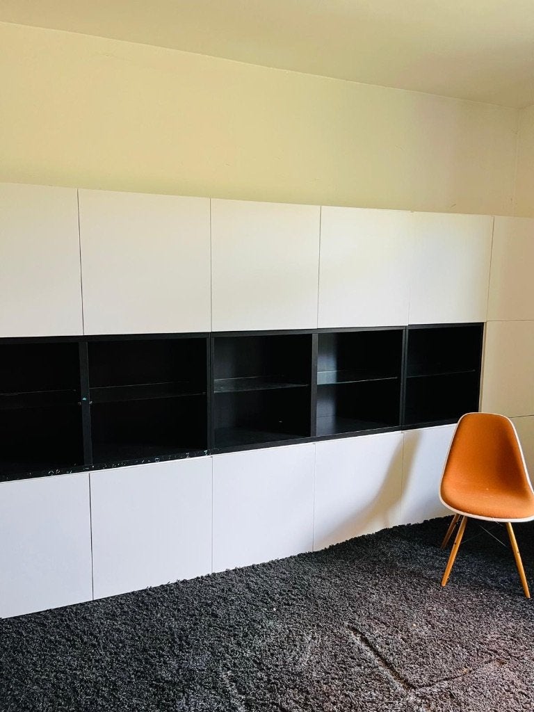 Modulaire design wandkast – zwart/wit – veel opbergruimte, Ophalen, Zo goed als nieuw, 200 cm of meer, Met lade(s)
