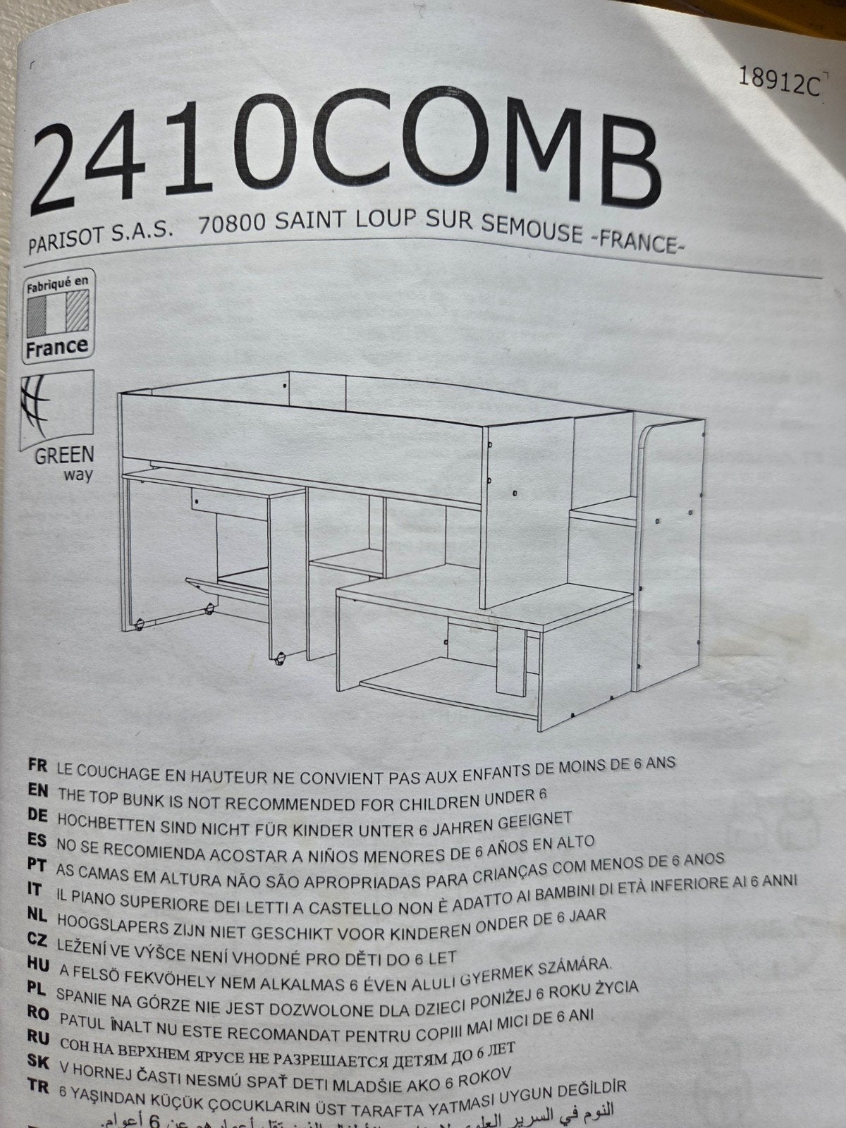 Lit - Demi-lit avec instructions, Enlèvement, Utilisé, Lit mi-hauteur mezzanine