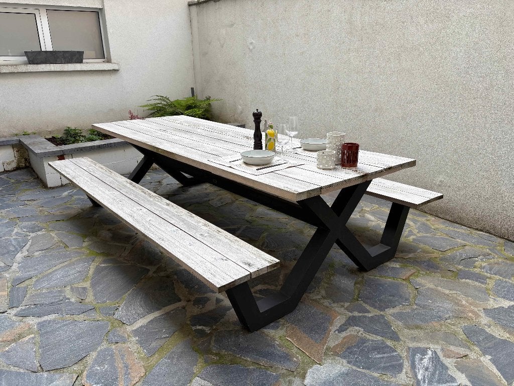 Bristol Picknicktafel Teak (280 x 186 x 75 cm), Tuin en Terras, Ophalen, Gebruikt, Rechthoekig, Hout