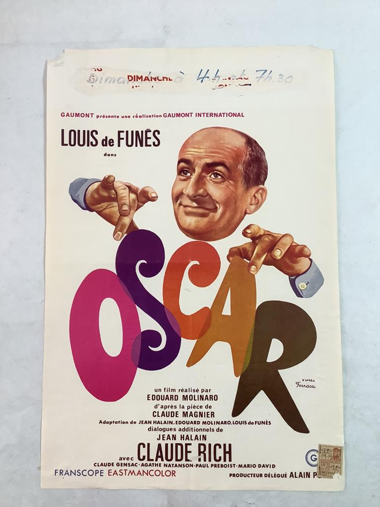 Affiche du film OSCAR Louis DE FUNES 36-54 cm, Collections, Enlèvement ou Envoi, Comme neuf