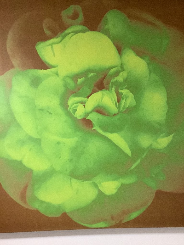 Schilderij groene bloem, Antiek en Kunst, Doek, Realistisch, Overige technieken, Ophalen