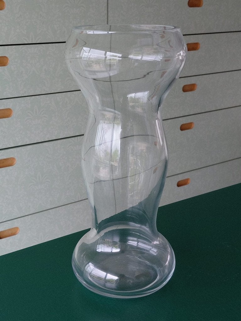 Grote vaas in mondgeblazen transparant glas, Transparent, Comme neuf, Verre, Enlèvement