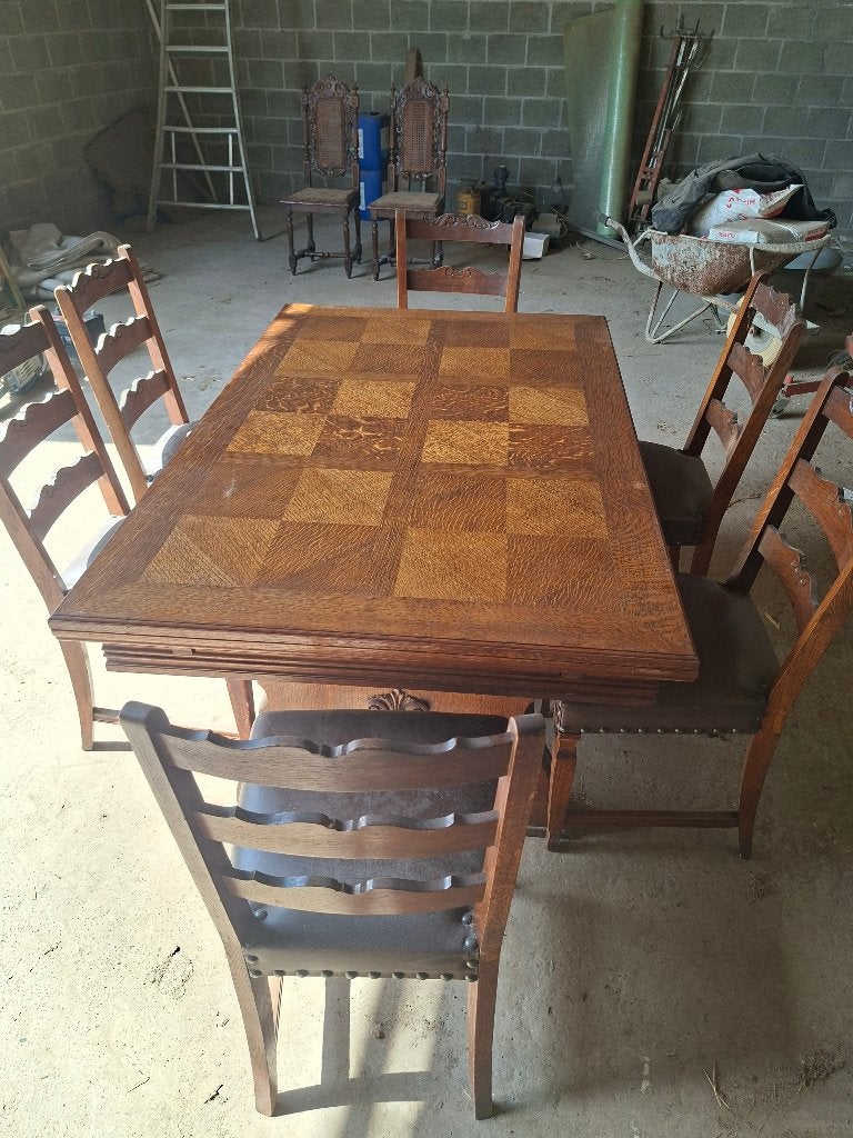 Table et 6 chaises, Maison & Meubles, Tables | Tables à manger, Enlèvement, Utilisé, Cinq personnes ou plus, Rectangulaire