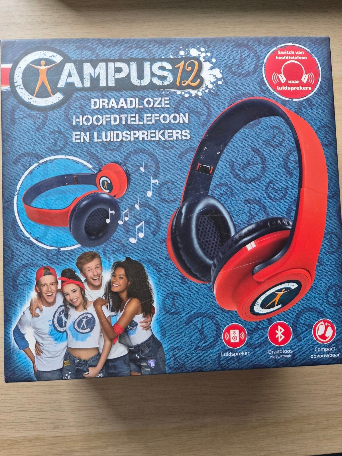 Campus 12 draadloze koptelefoon, Audio, Tv en Foto, Hoofdtelefoons, Ophalen of Verzenden, Gebruikt, Rood, Draadloos