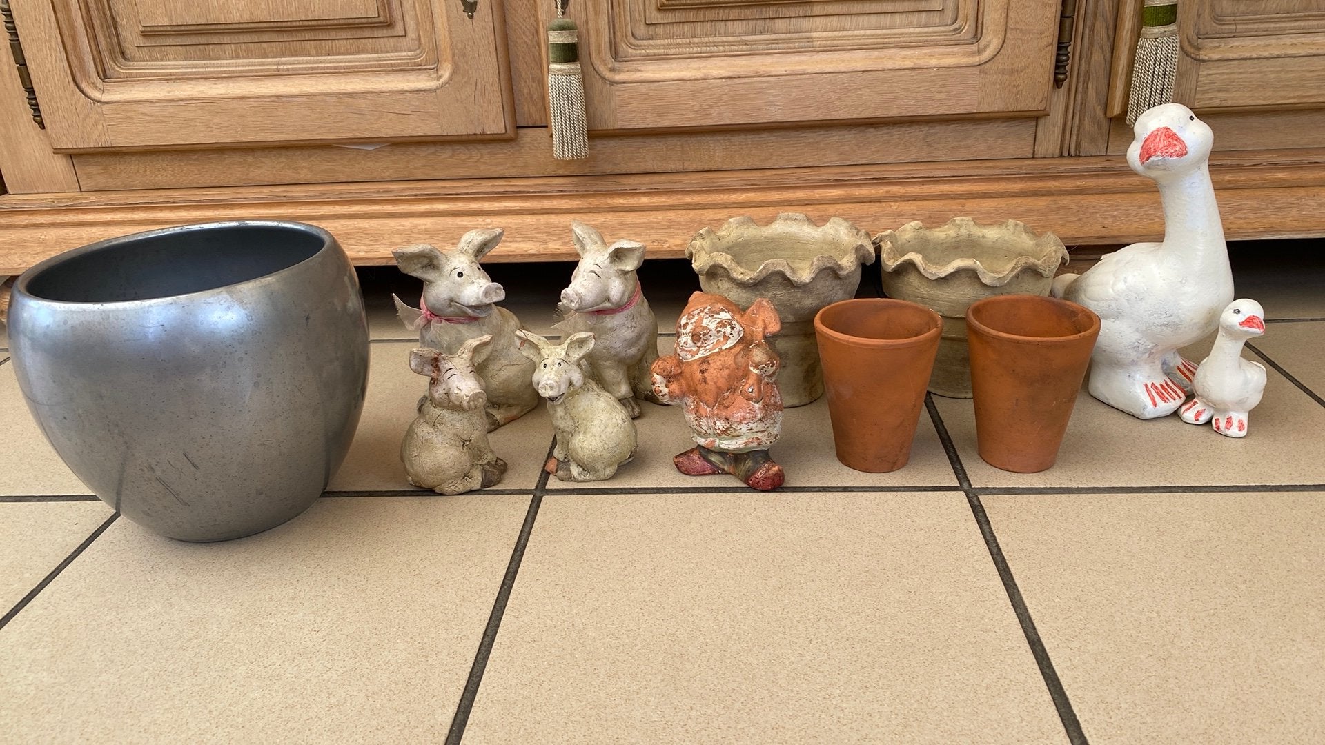 Een lot van potjes en figuurtjes totaal 12 stuks, Tuin en Terras, Ophalen, Gebruikt, Steen