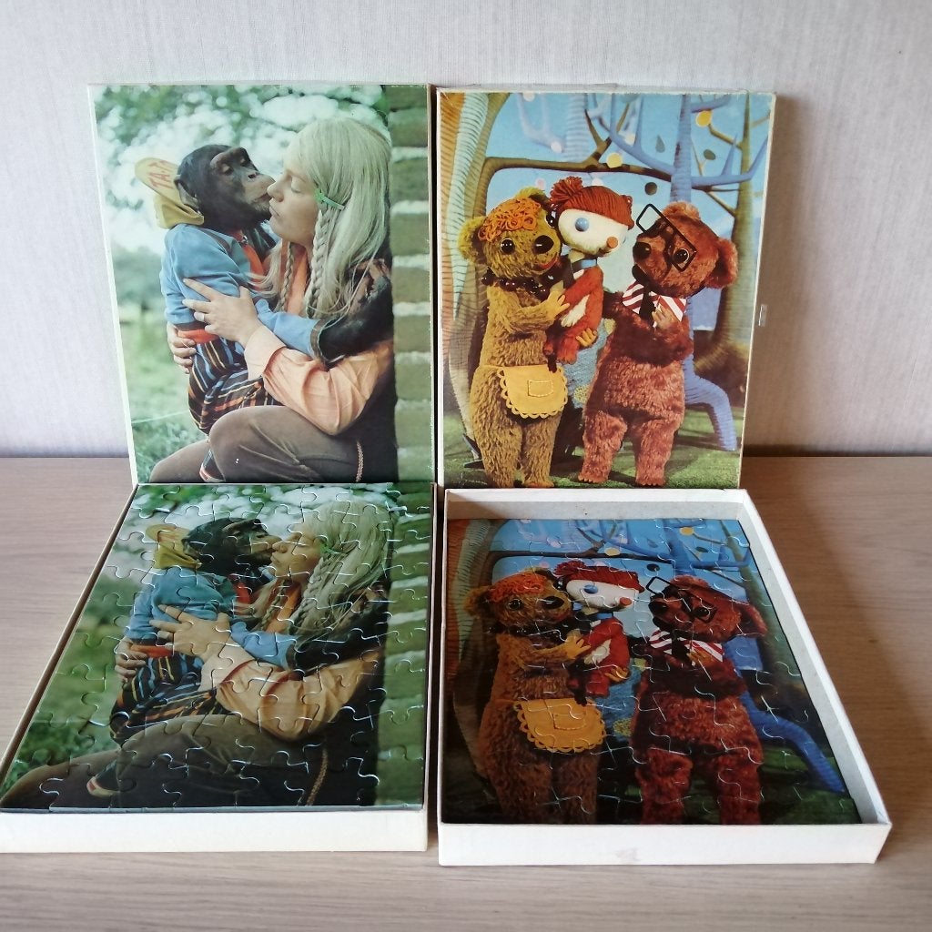 5 vintage puzzels van 63 stukken jaren '70, Enlèvement ou Envoi, Utilisé