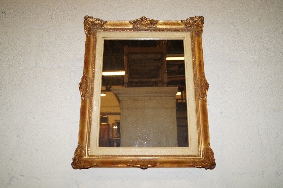 Antieke gouden Barok spiegel 52 x 43 dikte kader 5cm, Minder dan 50 cm, Gebruikt, Ophalen of Verzenden, Minder dan 100 cm