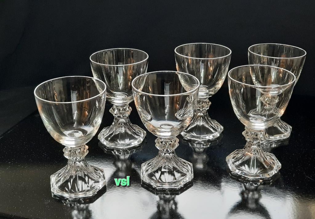 Val St Lambert, 6 kristallen glazen „Yale” servies, Antiek en Kunst, Ophalen of Verzenden