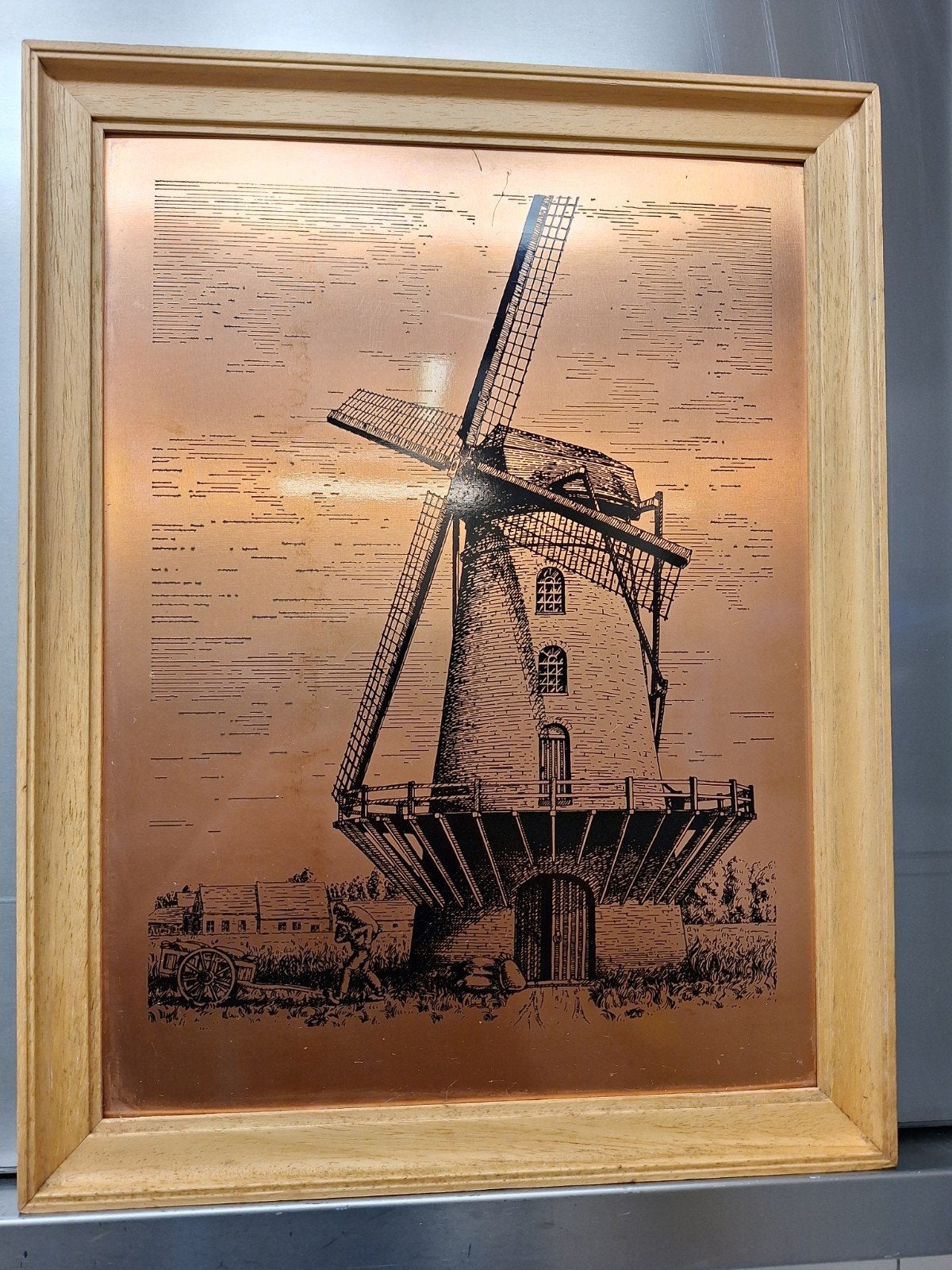 Goudkleurige wanddecoratie met windmolen, Ophalen of Verzenden