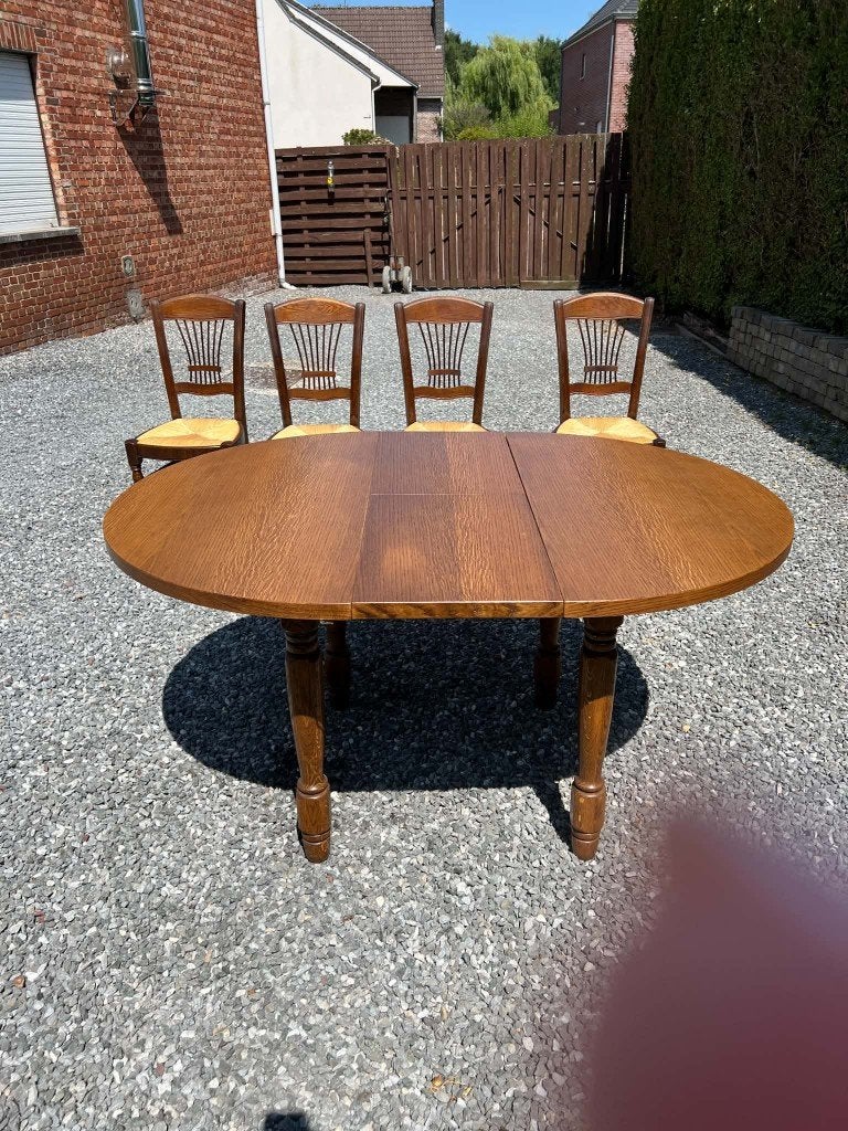 tafel en stoelen, Ophalen, Gebruikt, Vier personen, 100 tot 150 cm