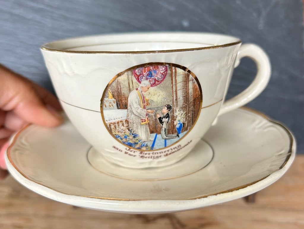 Communie geschenk van de jaren 50., Enlèvement, Comme neuf, Porcelaine, Service complet
