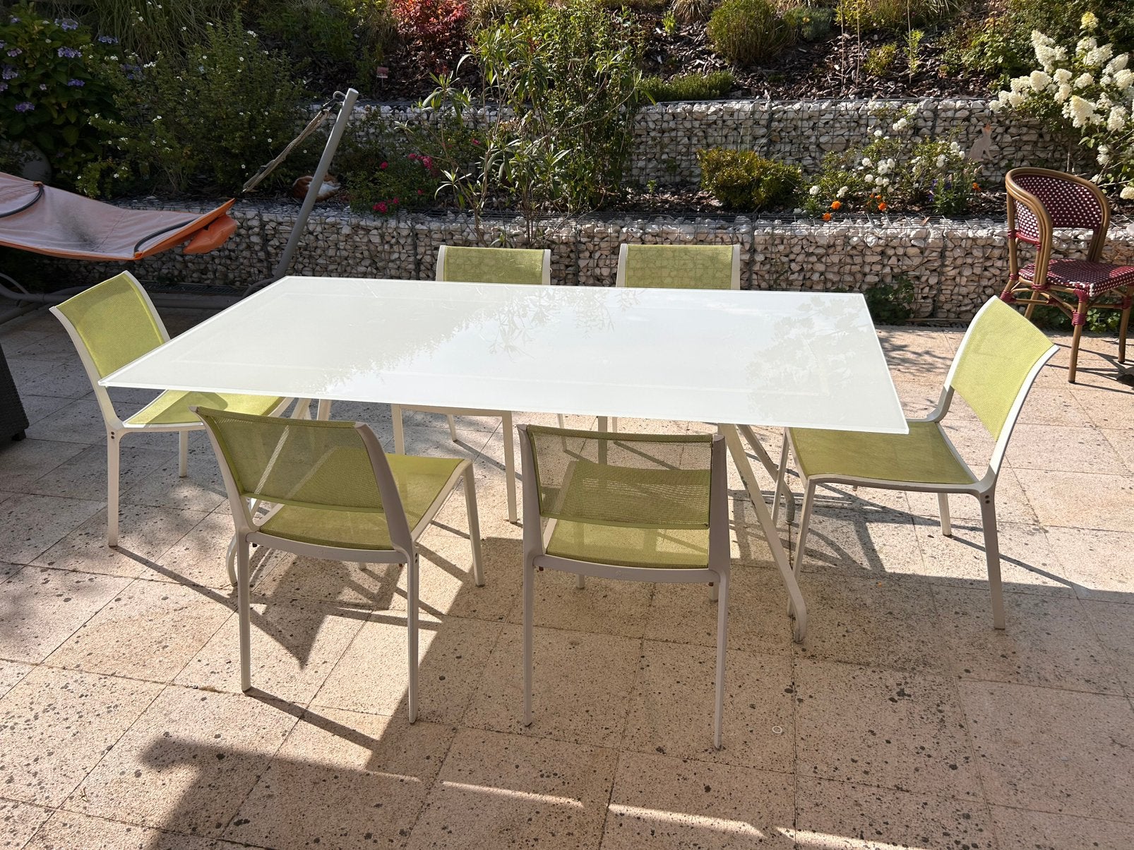 Ensemble table et chaises de jardin, Jardin & Terrasse, Enlèvement, Utilisé, Autres matériaux, Sets de jardin