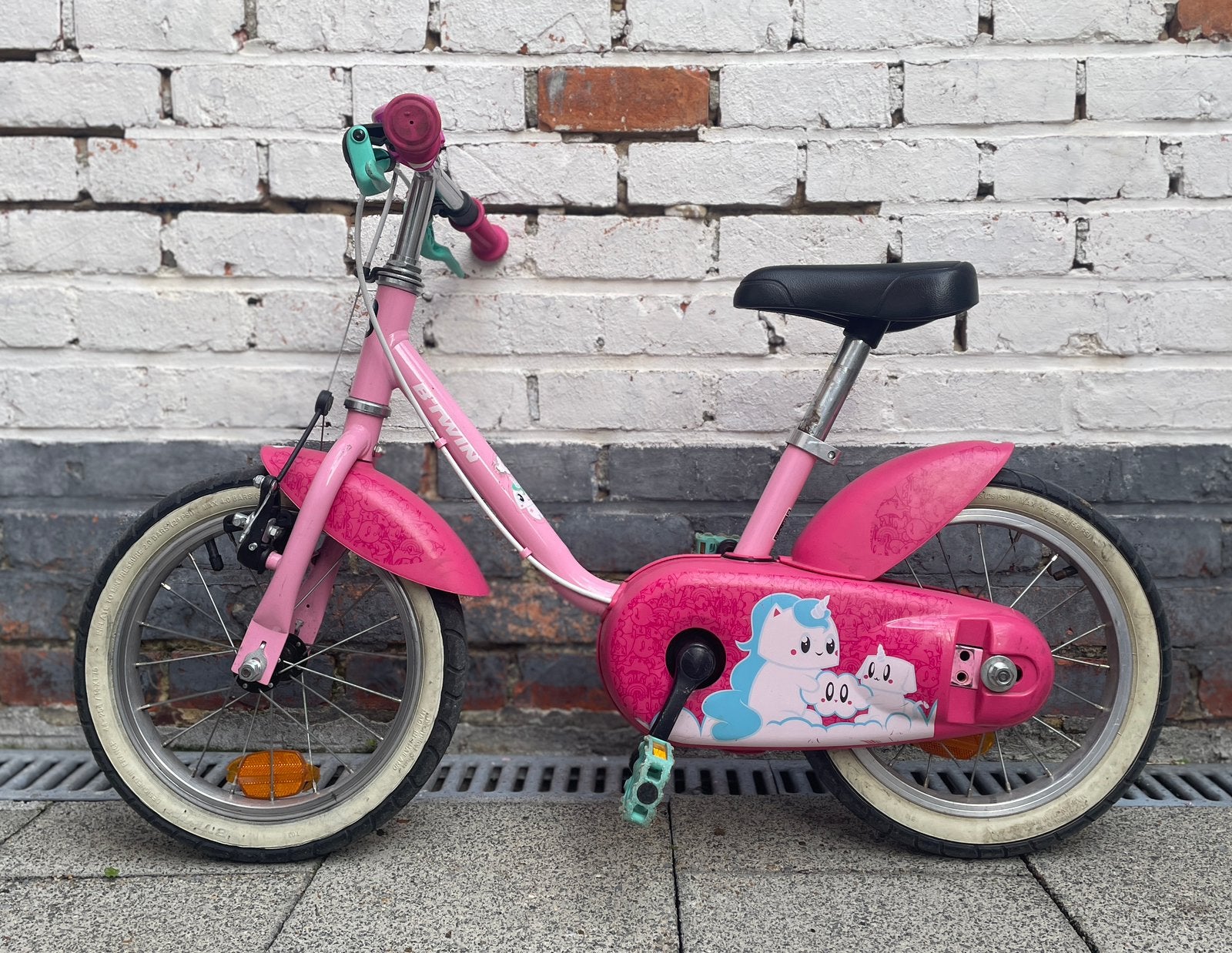 Kinderfiets - B'Twin 500 Unicorn 14", Enlèvement, Utilisé, Moins de 16 pouces, Stabilisateurs