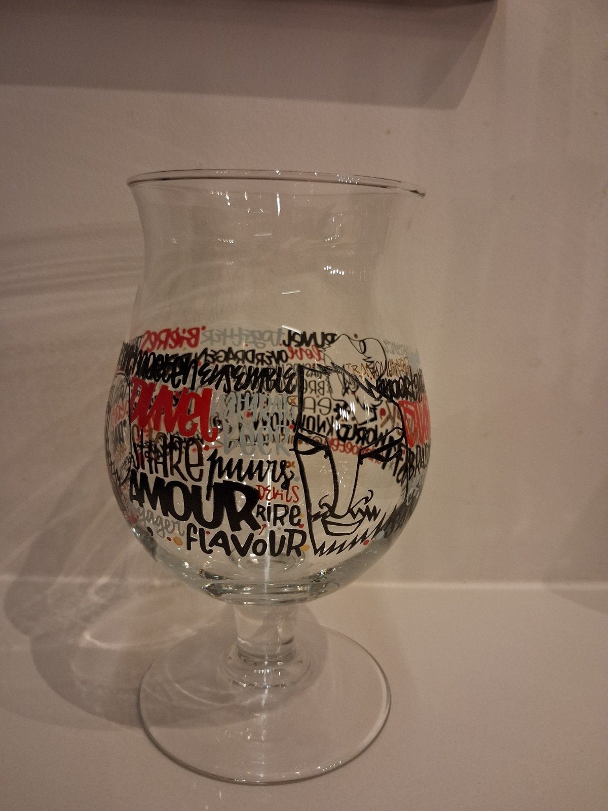 duvel glas denis meyers, Ophalen of Verzenden, Zo goed als nieuw, Glas of Glazen, Duvel