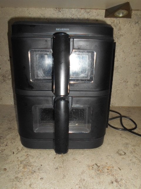 Airfryer vertical double Severin + accessoires, Enlèvement, Comme neuf, Friteuse à air