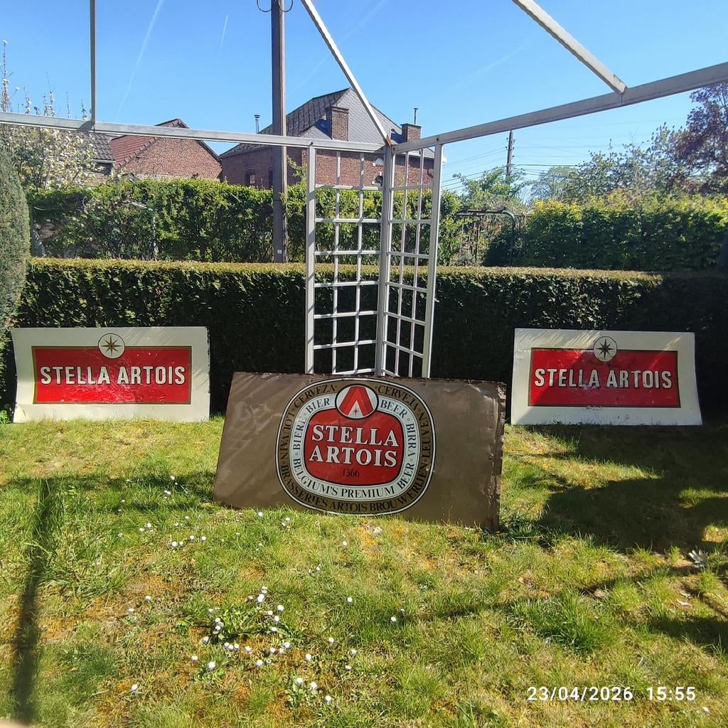 3 grote STELLA-ARTOIS-borden., Ophalen, Gebruikt, Reclamebord, Plaat of Schild, Stella Artois