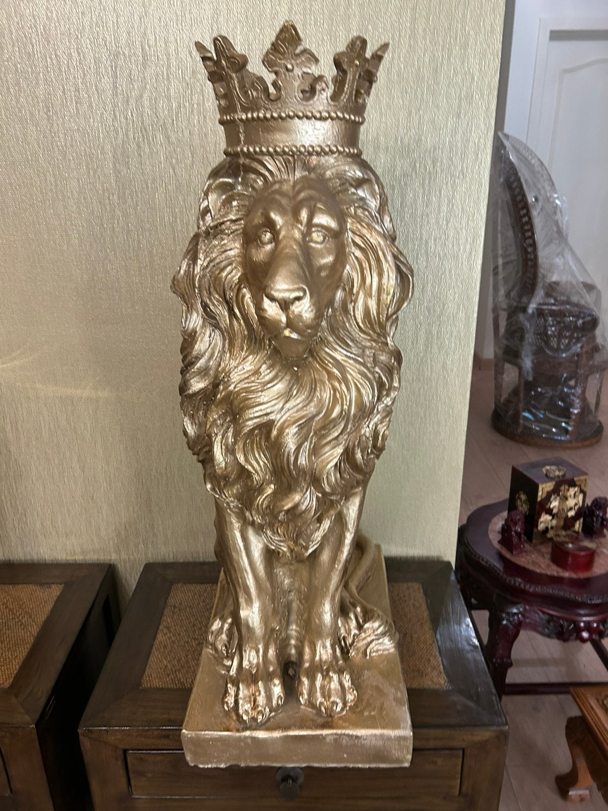 Grote decoratie leeuw 90 cm hoogte.  Voor  binnen of buiten, Ophalen, Zo goed als nieuw