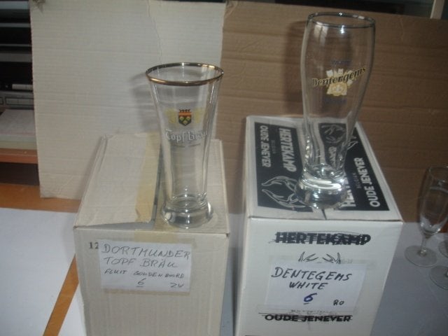 6 + 6 bierglazen Dentergems White en Dortmunder Topf Bräu, Enlèvement ou Envoi, Neuf, Verre ou Verres, Autres marques