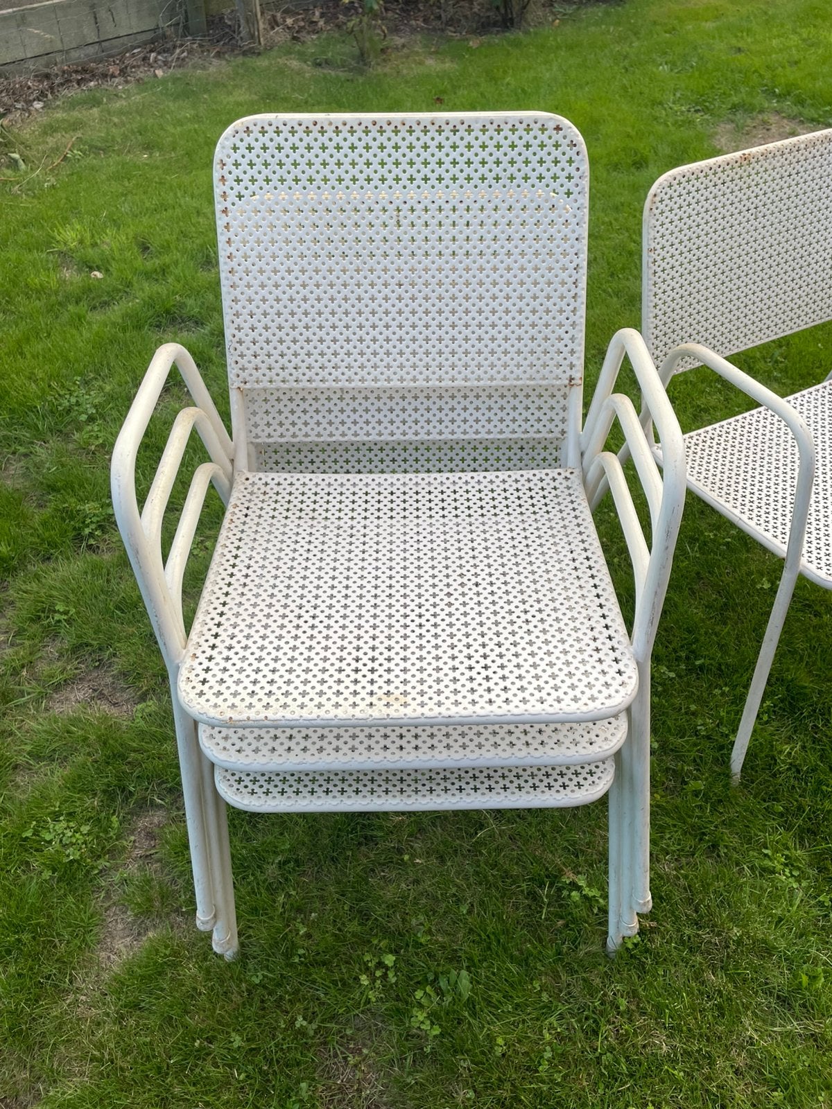 Set van 4 vintage EMU tuinstoelen, Ophalen, Gebruikt, Metaal