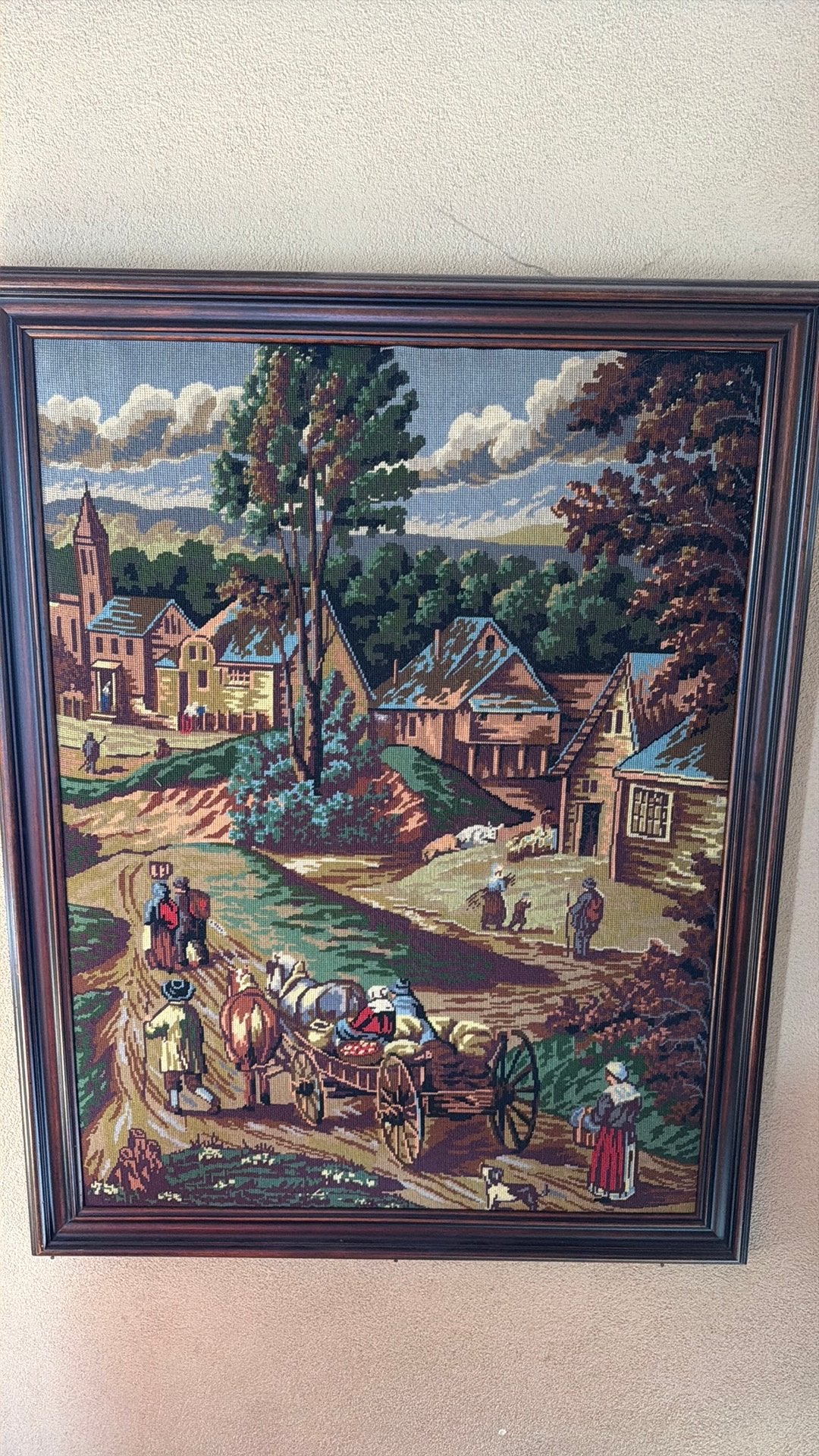 Handgemaakt schilderij, Antiek en Kunst, Ophalen, Vintage, Ingelijst