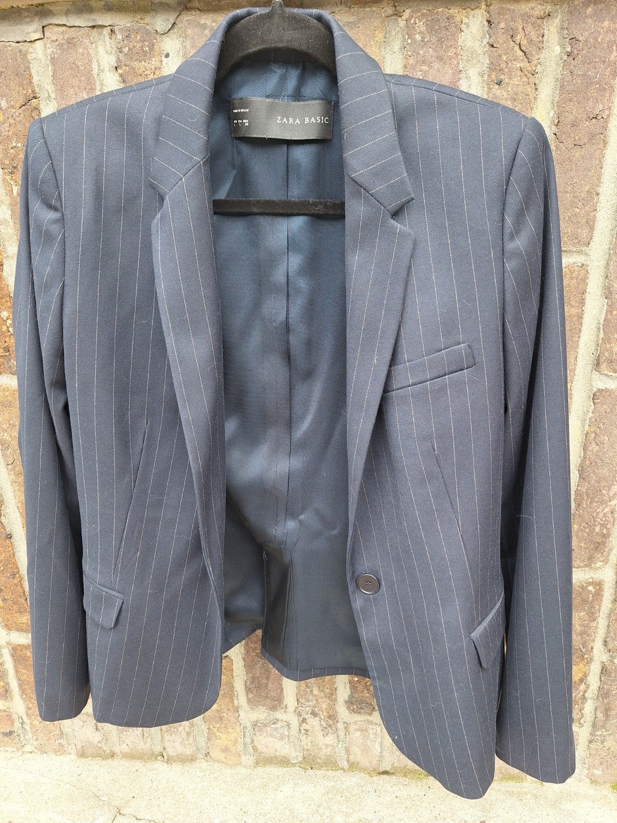 Donker blauw vestje met krijtstrepen van Zara, Blauw, Zara, Maat 42/44 (L), Ophalen of Verzenden