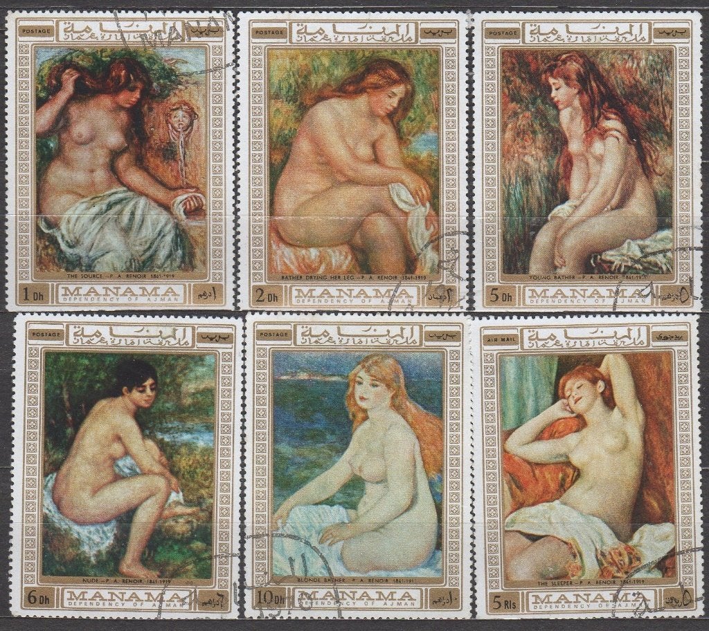 Manama - Schilderijen van Auguste Renoir - 1970, Verzenden, Gestempeld