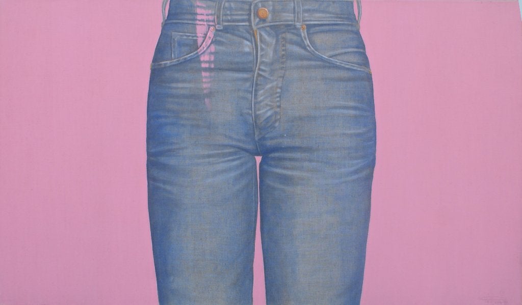 Piet Van (1955): Blue Jeans 1988 (O/D, 120 x 70 cm), Ophalen of Verzenden, Gesigneerd