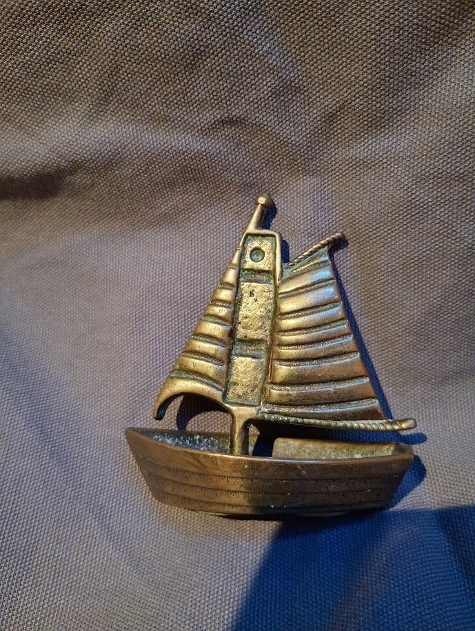 Vintage Bronzen Zeilbootje – Presse-Papier, Antiek en Kunst, Ophalen of Verzenden, Brons