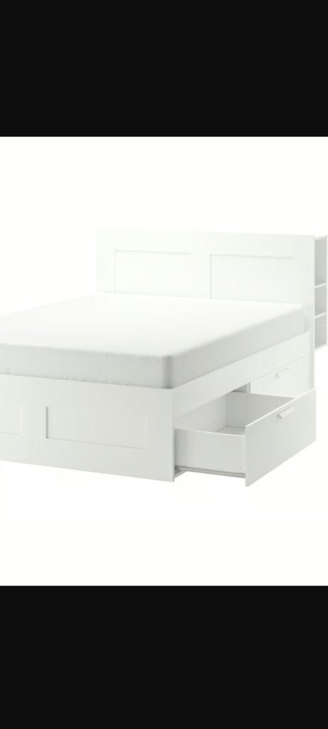 schuiven voor bed Brimnes, Ophalen, Wit, Tweepersoons, Zo goed als nieuw
