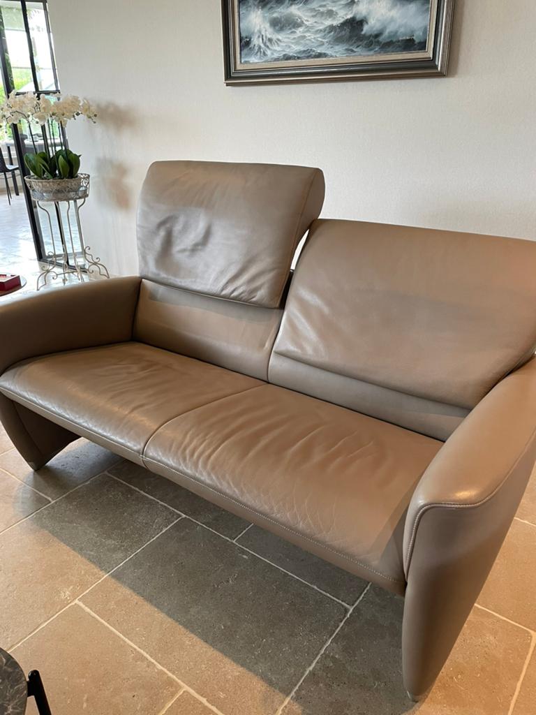 Beige lederen twee zitsbank JORI- 160 cm, Ophalen, 150 tot 200 cm, Tweepersoons, Leer