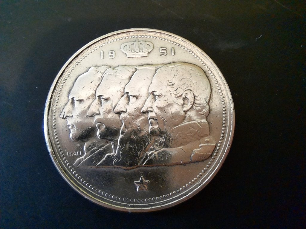 Zilveren muntstuk 100fr met 4 Belgische Koningen 1951, Ophalen, Zilver, Losse munt, Zilver