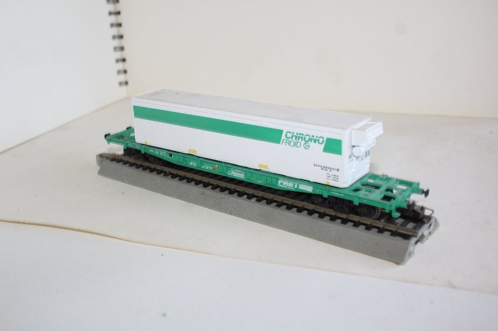 Jouef ho FRET SNCF-wagen + CHRONO FROID-container, Hobby en Vrije tijd, Modeltreinen | H0, Gebruikt, Gelijkstroom, Jouef, Verzenden
