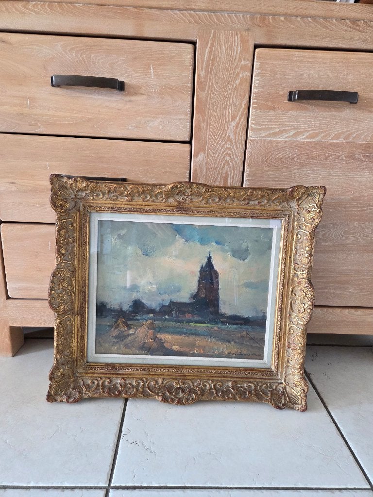 landschap van Jac. Douven, Ophalen, Klassiek, Achter glas, Landschap