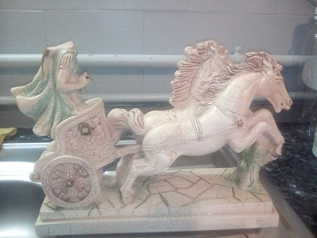 Statue romaine (gladiateur avec char et chevaux), Antiquités & Art, Art | Sculptures & Bois, Enlèvement, Statue