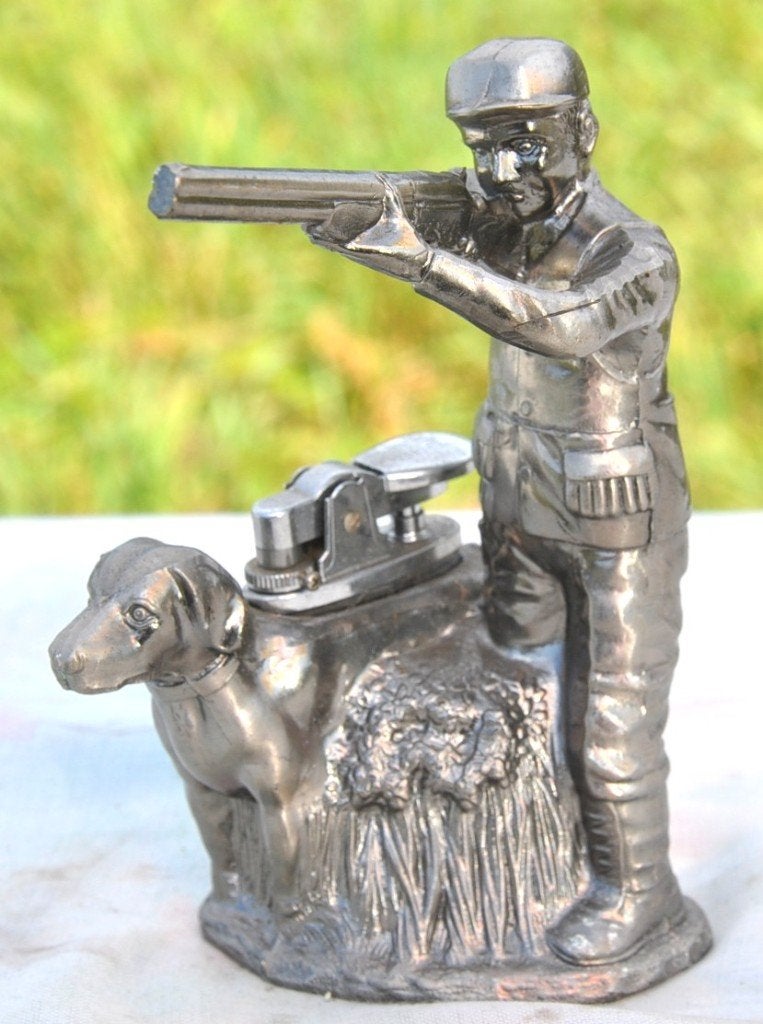 briquet de table au gaz chasseur et son chien, Enlèvement ou Envoi, Utilisé, Briquet