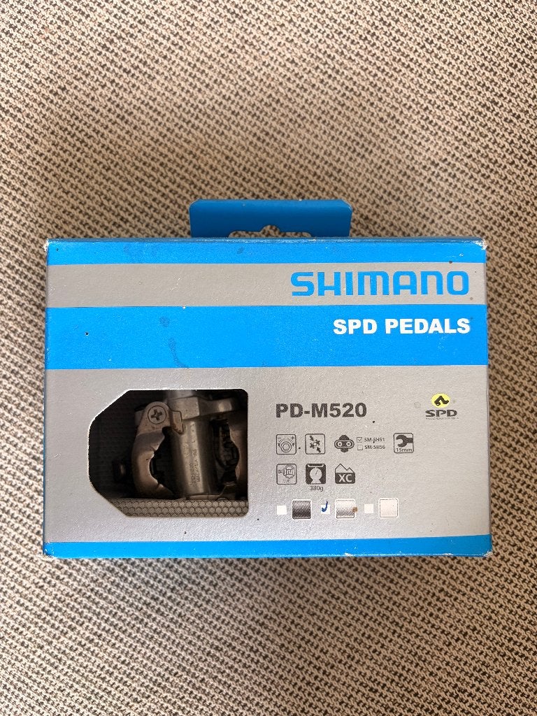 Shimano SPD pedalen - PD-M520, Crankstel of Pedalen, Staal, Ophalen of Verzenden, Zo goed als nieuw